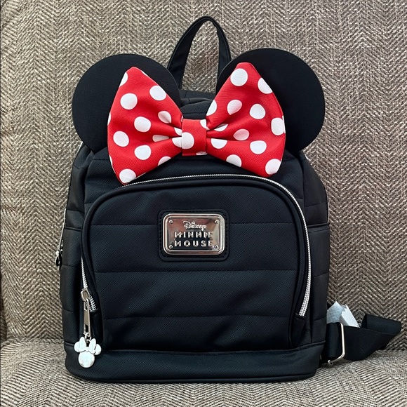 Disney Other - Disney Minnie Mouse Black Backpack with Red Bow